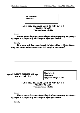 Đề thi giáo viên dạy giỏi cấp huyện bậc Tiểu học (Phần trắc nghiệm) - Mã đề 132